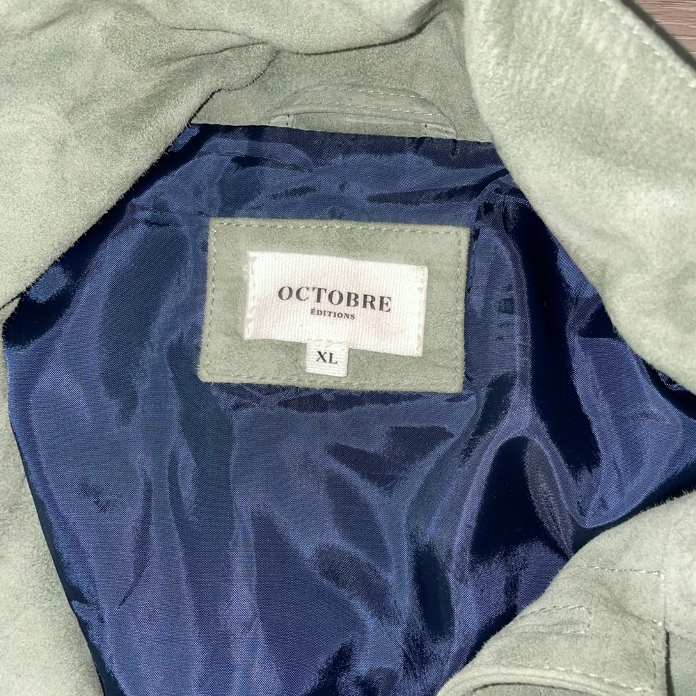 Men's Sage Green Suede Shirt Jacket - Picture 3 of 3
